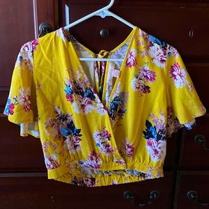 Yellow Floral Dress Top